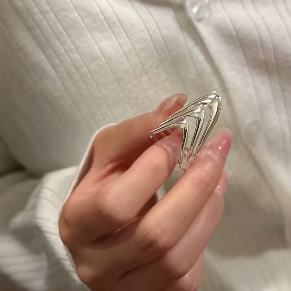 S925 Silver Three Layers Modern Ring. - Picture 3 of 5
